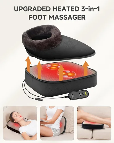 Miniatura 2 de Snailax Masajeador Shiatsu 2 en 1 para pies y espalda con calor, calentador de pies amasado, masaje eléctrico de pies, masajeadores para espalda