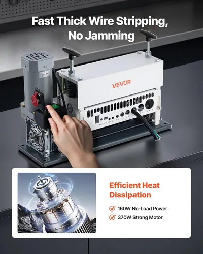 Miniatura 3 de VEVOR Máquina Pelacables Eléctrica, 0.06-1.57 pulgadas, Pelacables Automático de Cable de Cobre de 11 Canales, Herramienta Pelacables de 370W