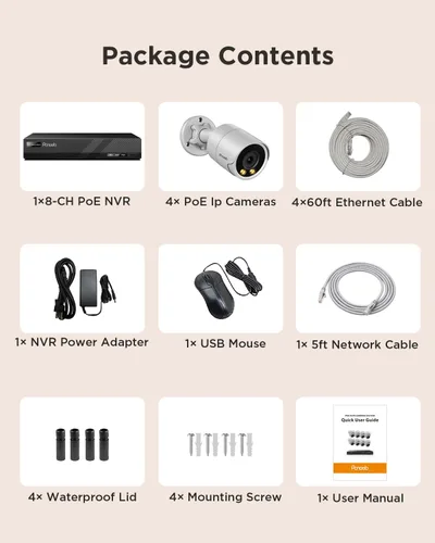 Miniatura 8 de Sistema de cámara de seguridad PoE, 4 cámaras IP bala con cable de 4 MP para exteriores, micrófono integrado para exteriores, detección de vehículos