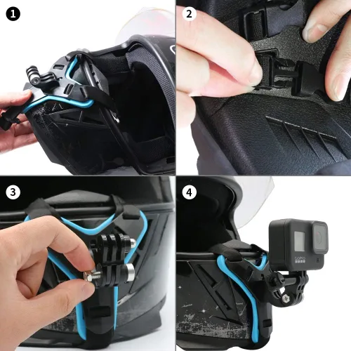 Miniatura 6 de Soporte de correa de barbilla para casco de motocicleta para GoPro Hero 12/11/10/9/8/7/(2018)/6/5 Negro, DJI Osmo Action 3/2, Insta360 ONE R