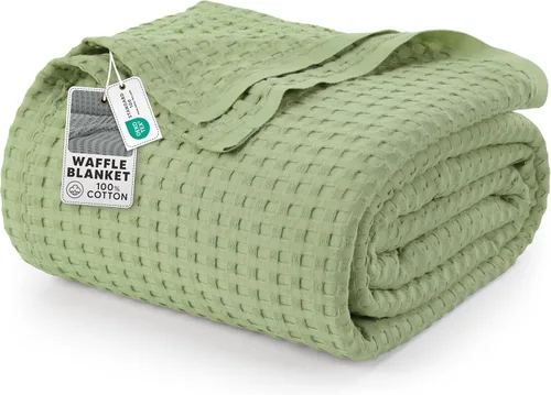 Miniatura 37 de Utopia Bedding Manta de punto gofre de 100 % algodón, tamaño grande para cama, ligera, transpirable, suave y acogedora, regalos para mujeres Blanco