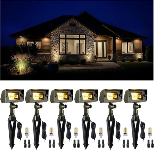 Miniatura 19 de Gardenreet Luz de Inundación de Bajo Voltaje para Exteriores - Luz LED de Lavado de Pared de Latón Sólido 12V, Paisajística de Cableado Fijo