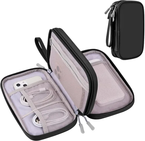 Miniatura 9 de Organizador de viaje electrónico, bolsa de accesorios tecnológicos para cables/cargador y cables (gris, PU-M)