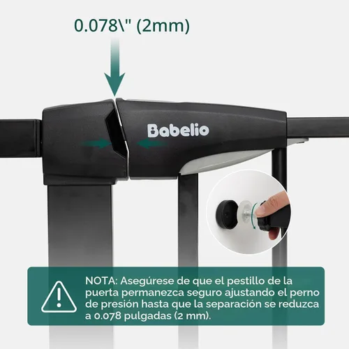 Miniatura 7 de Babelio - Puerta de seguridad con cierre automático para bebés con puerta para gatos, puerta de metal de 73-109 cm para puertas, escaleras, casa