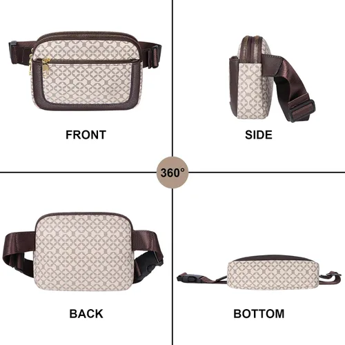 Miniatura 7 de Geestock Riñoneras para mujer, bolsa de cinturón de cuero vegano a la moda, impermeable, para cualquier lugar, con correa ajustable, Impresión