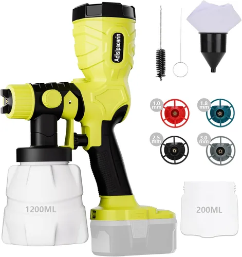 Miniatura 9 de Adisipsoarin Pulverizador de pintura de 18 V de alta velocidad para batería Milwaukee M18 de 18 V, 2 recipientes, fácil de limpiar, para pintura
