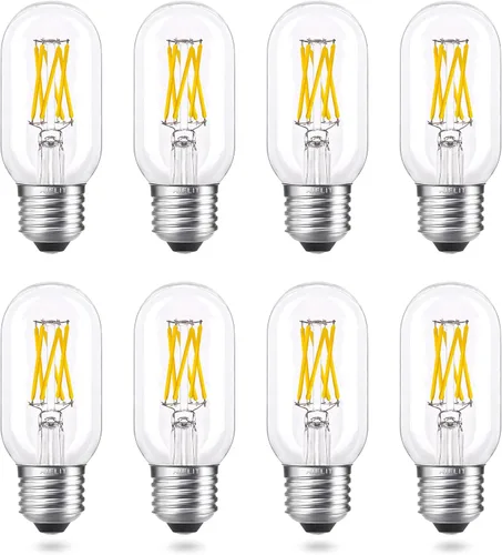 Bombilla LED E26 regulable T45/T14, 6 W (equivalente a 60 W), blanco suave 3000 K, bombillas LED vintage de filamento para lámpara de araña de baño,