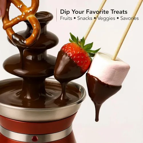 Miniatura 5 de OVENTE Máquina de fuente de fondue de chocolate de 3 niveles, mini calentador eléctrico de acero inoxidable para fiestas, queso derretido, licores