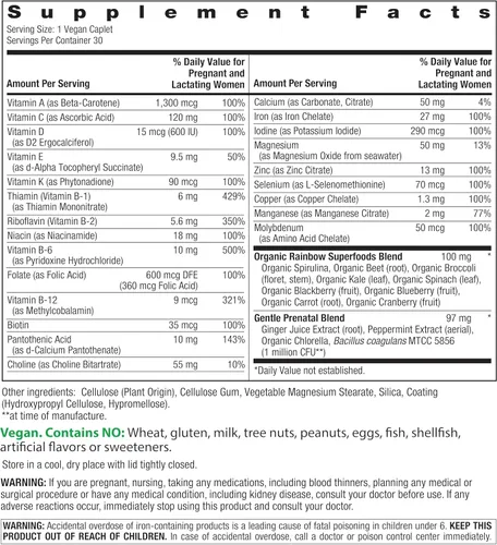 Miniatura 2 de Rainbow Light Prenatal Multivitamin One + para mujeres 30 capletas Nutrición esencial para mamá y bebé Nutrientes de alimentos reales
