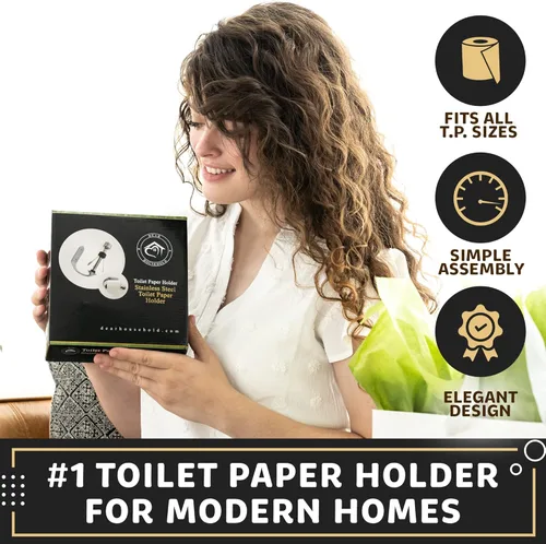 Miniatura 2 de Soporte de papel higiénico para baño, diseño de montaje en pared, soporte de papel higiénico de acero inoxidable con operación simple con una sola