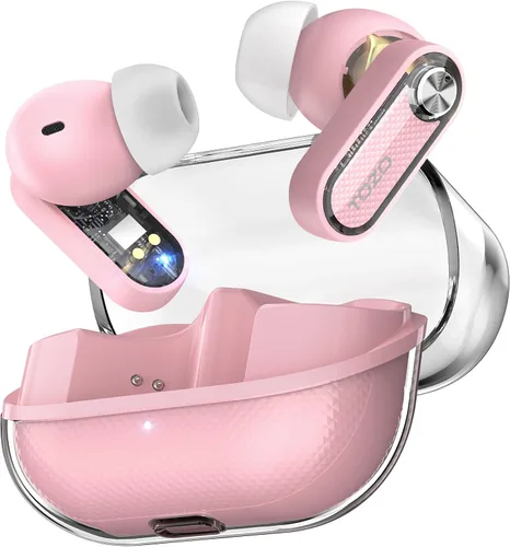 Miniatura 11 de TOZO Crystal Pods - Auriculares inalámbricos híbridos con cancelación activa de ruido, controladores de 0.394 in, graves profundos, 4 micrófonos