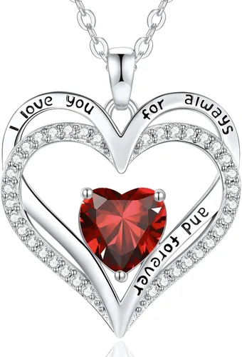 Miniatura 49 de CDE Collares de piedra natal para mujer, plata de ley 925, collar con colgante de corazón para siempre, Navidad, cumpleaños, aniversario, día de San