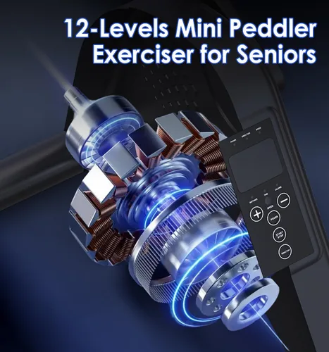 Miniatura 5 de Mini bicicleta estática de 12 niveles debajo del escritorio con pantalla LCD, pedales de bicicleta bidireccionales eléctricos silenciosos