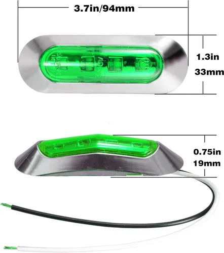 Miniatura 6 de 10 luces LED verdes de 4 luces laterales delanteras y traseras de espacio interior, luz trasera, luz trasera, indicadores de giro de advertencia