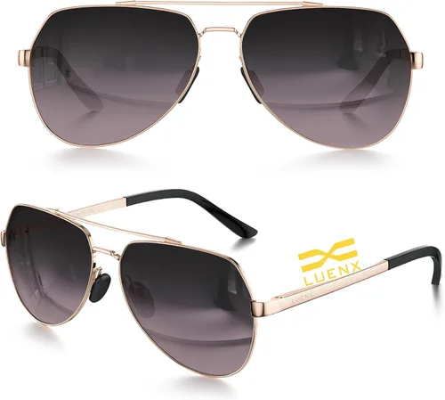 Miniatura 3 de Lentes para aviador Luenx polarizados, para hombres y mujeres, con armazón de metal grande, protección UV 400