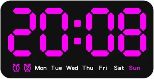 Miniatura 7 de Reloj digital de montaje en pared con pantalla grande con fecha y hora de la semana, 3 ajustes de brillo, formato dual de 12/24 horas para una fácil