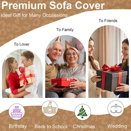 Miniatura 100 de VClife Fundas de sofá bohemio de felpilla para sofá seccional, fundas de sofá suaves y antideslizantes para sofá de 2 cojines, protector de muebles