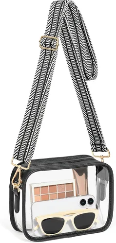 Miniatura 12 de FANGSUN Bolso transparente para mujer, bolso cruzado transparente aprobado para estadios, pequeño bolso transparente para conciertos y festivales