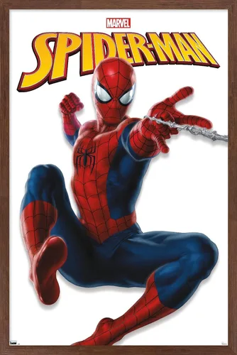 Miniatura 15 de Trends International Marvel Comics - Póster de pared de la serie Spider-Man, 22.4 pulgadas de largo x 14.7 pulgadas, versión enmarcada de madera