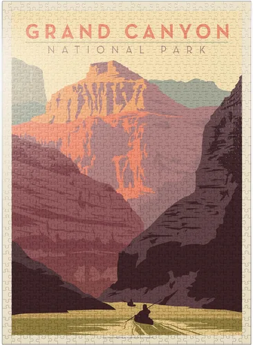 MyPuzzle Grand Canyon National Park: Kayak, póster vintage, rompecabezas premium de 1000 piezas para adultos