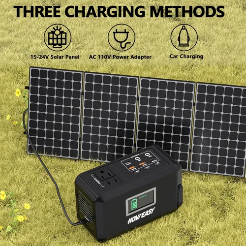 Miniatura 4 de HOWEASY Estación de energía portátil de 120 W (pico de 240 W), generador solar de campamento de 24000 mAh, banco de energía portátil con 2 salidas
