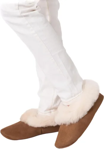 Miniatura 2 de Raymis Pantuflas unisex 100% de piel de alpaca para bebé, zapatos de dormir suaves, cálidos y cómodos
