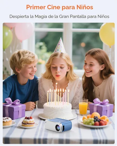 Miniatura 8 de Mini proyector con WiFi y Bluetooth, proyector de película portátil para iPhone, compatible con 1080P con altavoz de 3 W, para cine en casa al aire
