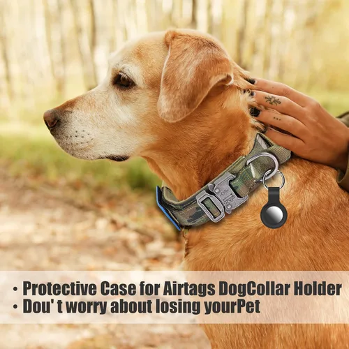 Miniatura 5 de Collar táctico de nailon - Hebilla de metal resistente con asa para entrenamiento de perros, con parches (camuflaje, M)