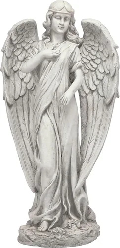 Alpine Corporation 79 cm de alto Estatua de ángel para interior/exterior Arte de jardín Decoración, gris claro 31 pulgadas de alto - Ángel gris claro