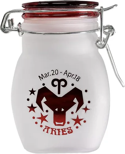 Miniatura 12 de Frasco de Almacenamiento de Vidrio Hermético a Prueba de Olores del Signo del Zodiaco, Cuarto de Onza (125ml), 3.25'' (Signo Astrológico de Acuario)