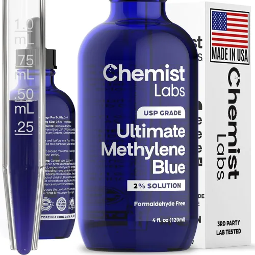 Solución líquida azul de metileno de grado farmacéutico al 2 % – 99% de pureza grado USP, azul de metileno, soporte celular y mitocondrial, probado