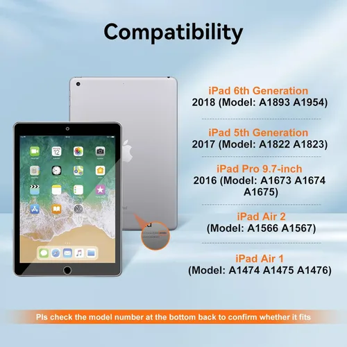 Miniatura 2 de Paquete de 2 protectores de pantalla para iPad de 6ª 5ª generación de 9.7 pulgadas 2018 2017, para iPad Pro 9.7 2016 / iPad Air 2/1 2014 2013
