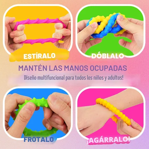 Miniatura 2 de Juguetes sensoriales para ansiedad para niños pequeños, paquete de 4 pulseras sensoriales de silicona para masticar Calmantes para autismo