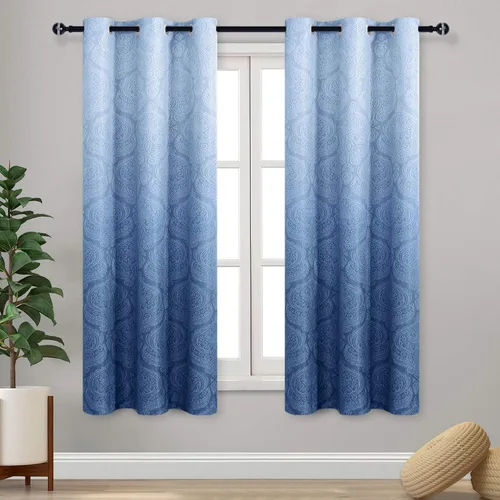 Miniatura 74 de DWCN - Cortinas blackout para dormitorio, diseño de damasco con aislamiento térmico y ojales, para sala de estar, juego de 2 paneles de cortina Gris