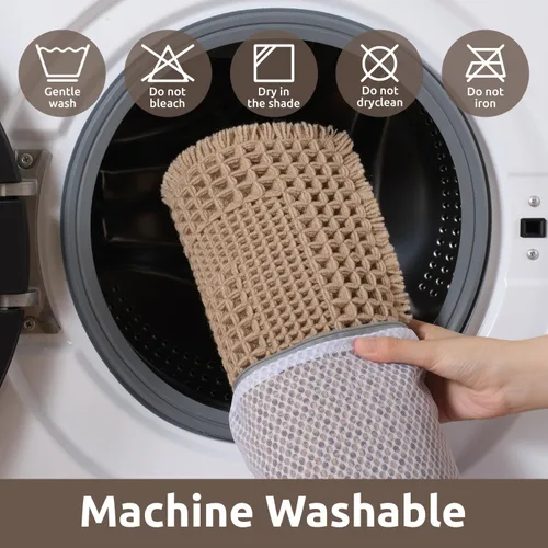 Miniatura 6 de AMOAMI Tapete de baño absorbente, diseño de punto gofre, antideslizante, lavable a máquina, con borlas, ultrasuave, bohemio, para piso, 2 x 4 pies