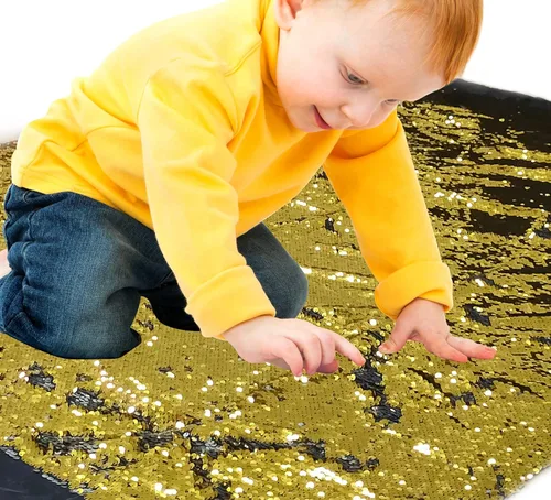 Miniatura 30 de Tela de lentejuelas reversible para pared sensorial para niños, lentejuelas grandes de 0.5 cm para grafiti sensorial para niños pequeños
