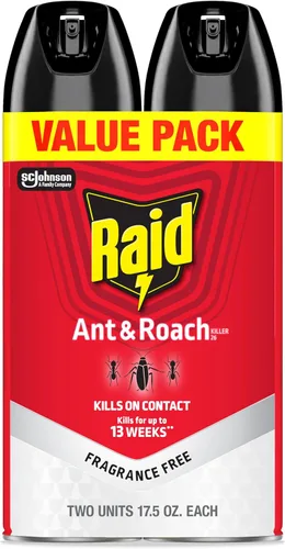 Raid® Ant & Roach Killer Spray, sin fragancia, 17.5 onzas, paquete de 2