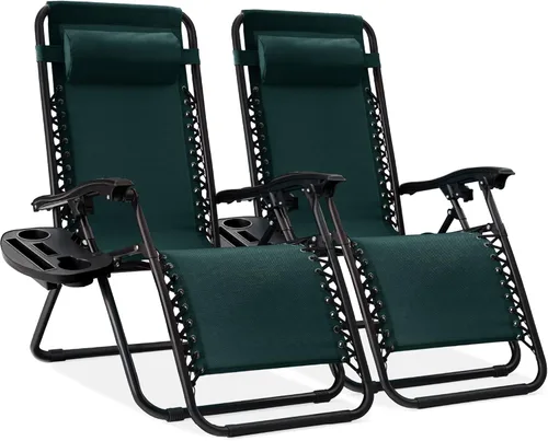 Miniatura 45 de Best Choice Products - Juego de 2 sillas reclinables y ajustables de malla y acero, sillas con sensación gravedad cero con cojines y bandejas