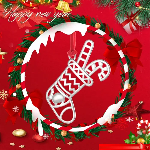 Miniatura 4 de Juego de 8 adornos colgantes de Navidad, adorno de Navidad plateado para decoración del árbol de Navidad, adorno de árbol de Navidad, adorno