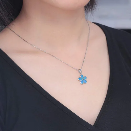 Miniatura 3 de CiNily Collar con colgante de hoja de ópaloflor para mujer, chapado en plata, regalo de joyería
