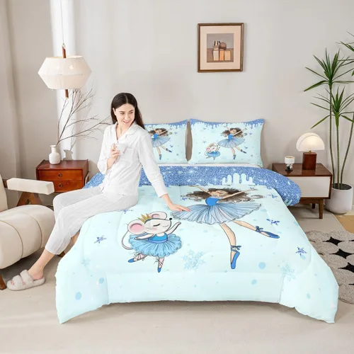 Miniatura 44 de Manfei - Juego de edredón para amantes de la gimnasia y la danza, tamaño individual, juego de ropa de cama romántica con diseño de cielo estrellado