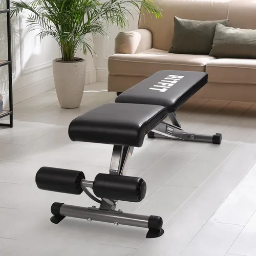 Miniatura 7 de RitFit Banco de pesas ajustable y plegable para gimnasio en casa, levantamiento de pesas y entrenamiento de fuerza, póster de entrenamiento Plateado