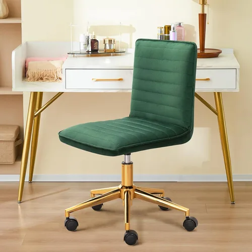 Miniatura 4 de Silla de escritorio de oficina en terciopelo sin brazos Furnimart Silla de escritorio ajustable para tareas Silla de escritorio de oficina pequeña