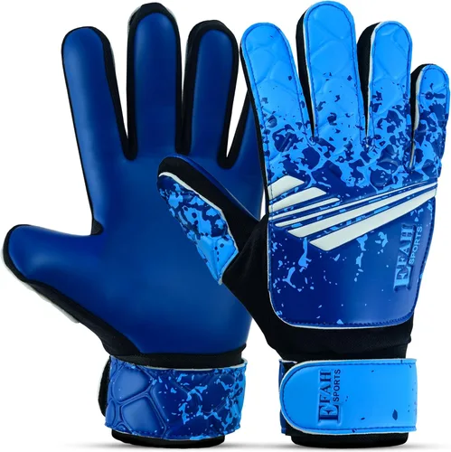 Guantes de portero de fútbol para niños y jóvenes, guantes de portero de fútbol con agarres fuertes Azul