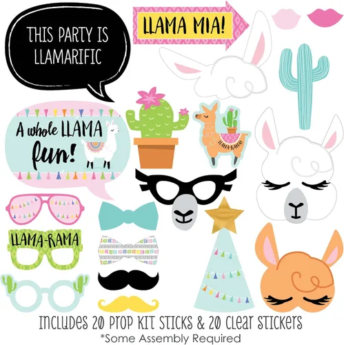 Miniatura 2 de Big Dot of Happiness Whole Llama Fun - Kit de accesorios para cabina de fotos para baby shower o fiesta de cumpleaños, 20