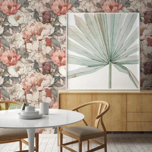 Miniatura 6 de Papel Tapiz Floral Vintage de Peonías Rosa Soñador/Blanco Despegar y Pegar Papel de Contacto Fácil de Despegar Papel Adhesivo Adherible para Pared