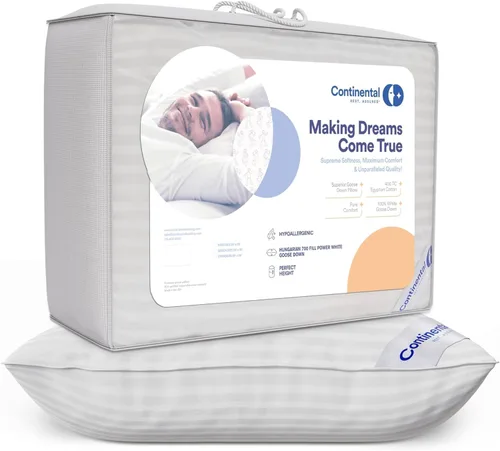 Miniatura 5 de Continental Bedding Almohada de Plumón de Ganso Serenity Plumón Blanco Húngaro 700 Fill Power Funda de Algodón Damasco 400TC Fabricado
