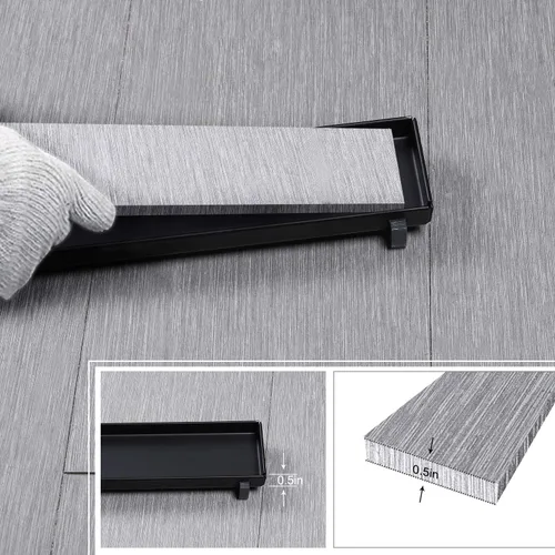 Miniatura 3 de Desagüe lineal de ducha de 18 pulgadas, color negro mate, drenaje rectangular de piso de acero inoxidable con cubierta reversible, atrapa pelo, pies