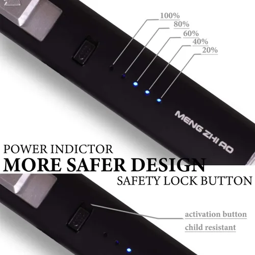 Miniatura 3 de Encendedor de arco de plasma recargable USB con bloqueo de seguridad, indicador de encendido, resistente al viento, negro Negro (balck)