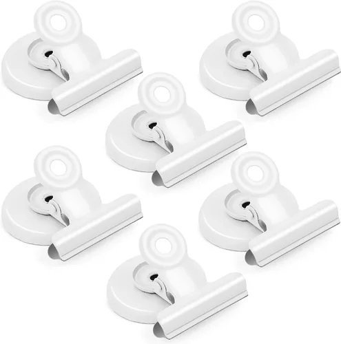 Miniatura 25 de Grtard Paquete de 12 clips magnéticos, imanes de nevera, clips magnéticos fuertes resistentes, clip magnético para pizarra blanca para oficina, Negro